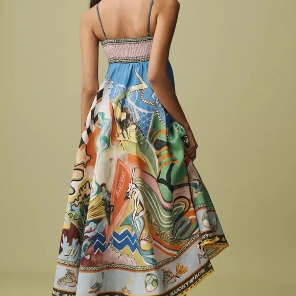 ALÉMAIS Lucky Pace Shirred Linen Midi Sun Dress by Anthropologie - Picture 2 of 8